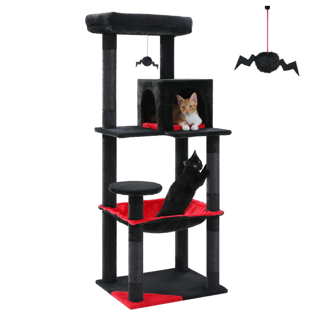 Cat Tree 143cm, 5-Level with Sisal Posts, Hammock, Condo & Top Perch