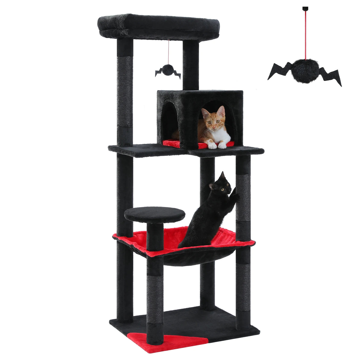 Cat Tree 143cm, 5-Level with Sisal Posts, Hammock, Condo & Top Perch