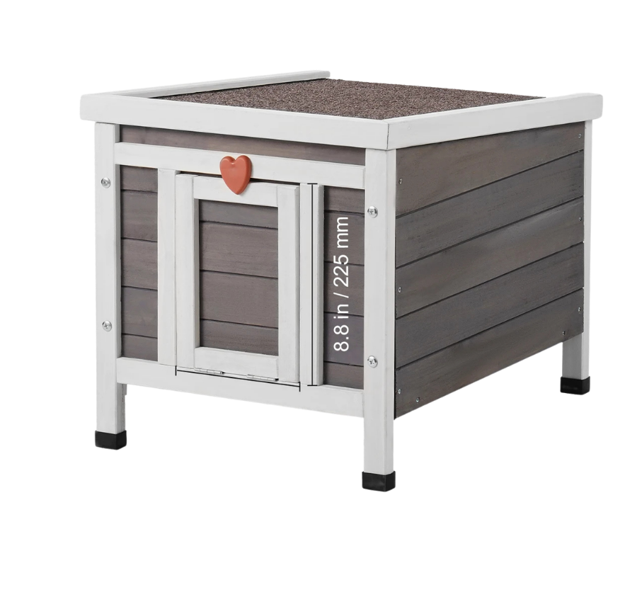 Outdoor Cat House 21", Cedar Shelter with Openable Roof, Elevated Legs & Door Flap